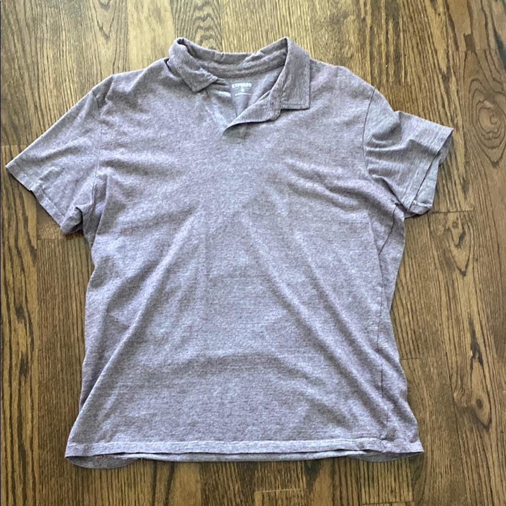 Men's Purple and White Striped Polo Shirt
